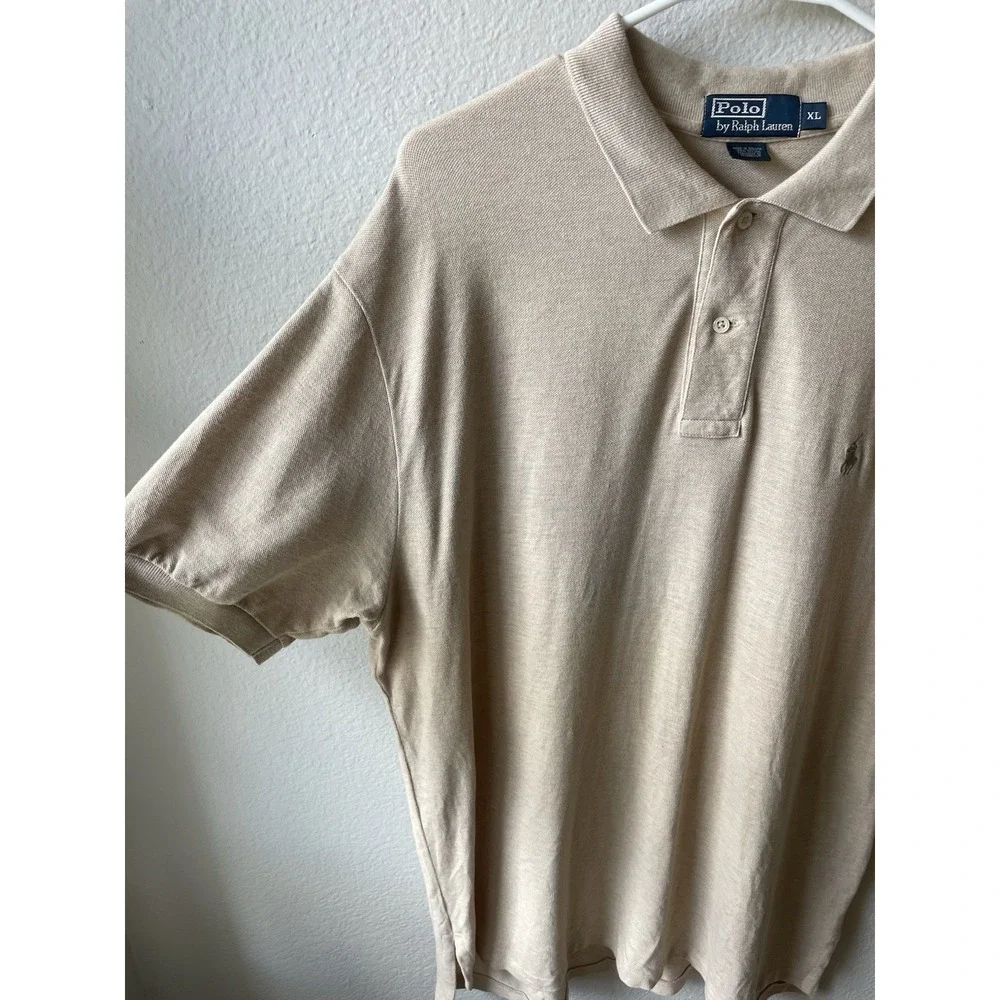 Polo Ralph Lauren Men's Polo Shirt Size XL Embroidered Pony 100% Cotton Tan